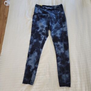 Danskin cloudy navy wash print work out leggings size small